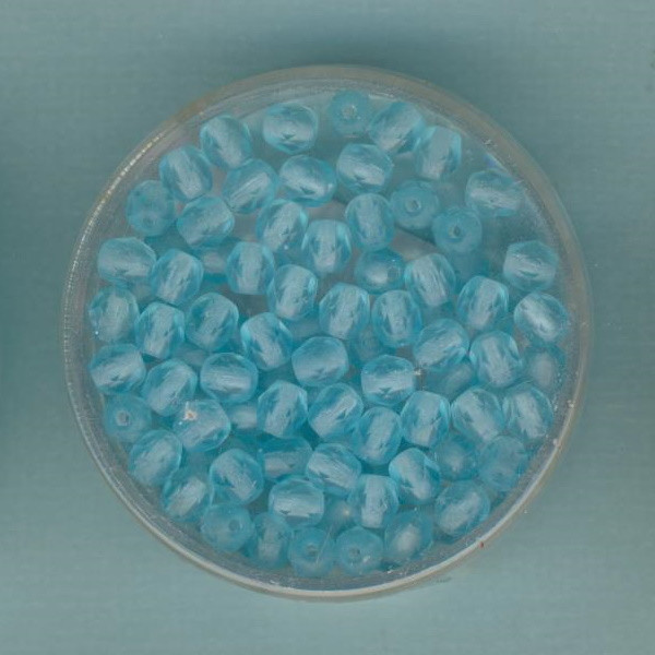 184110 Glasschliffperlen 4mm aqua gefrostet 100 Stück