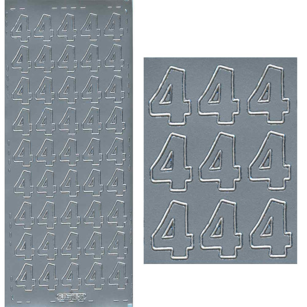 pu541s Sticker Ziffer 4 20mm silber