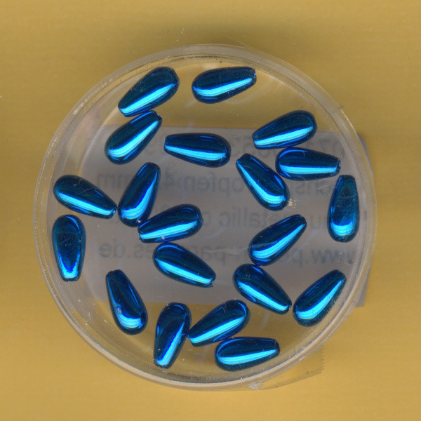 0713-08534 Wachsperlen Tropfen 4x8mm blau metallic 20 Stück
