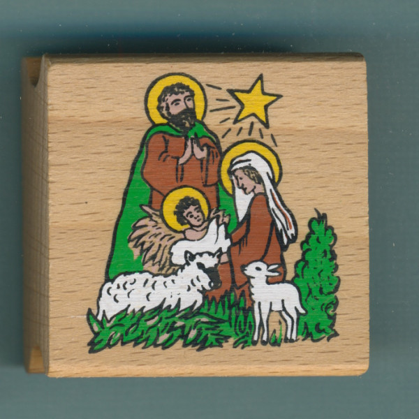 61223008 Holzstempel Heilige Familie 4,5x4,5cm