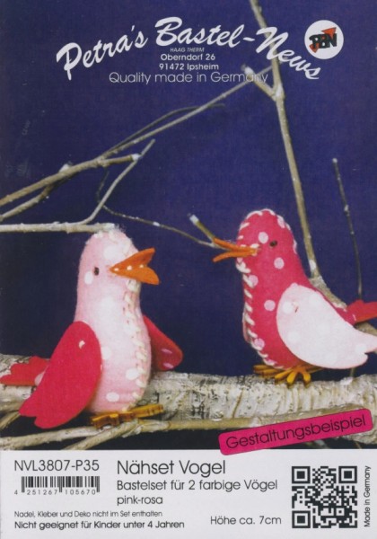 Filz-Nähset Vogel pink-rosa