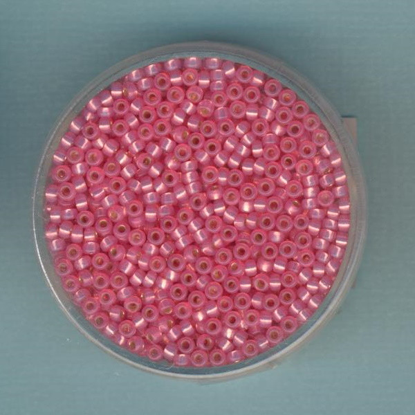 590556 Miyuki-Roc. 2,2mm Farbeinzug rosa Silbereinzug 10g