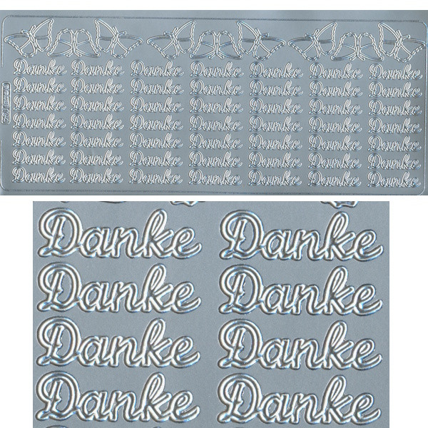 pu194s Sticker Danke 2 silber