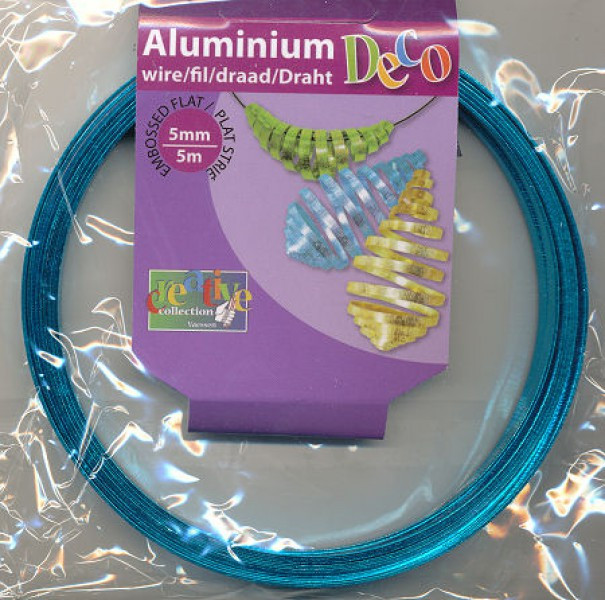24244-012 Aluflachdraht 5x1mm embossed türkis 5m