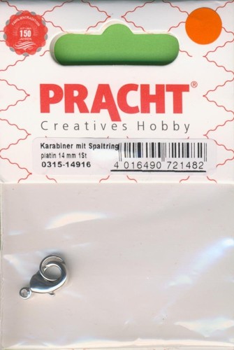 031514916 Karabiner mit Spaltring 14mm platin