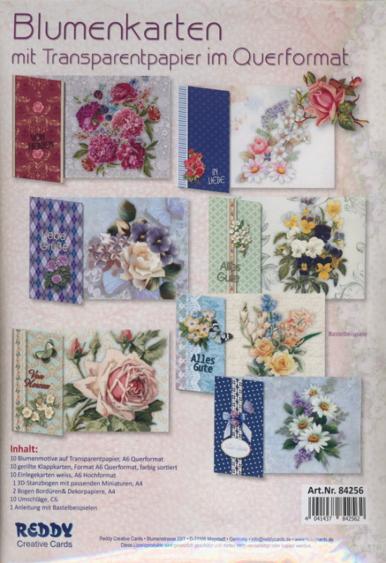 84256 Bastelset Blumenkarten mit Transparentpapier im Querformat
