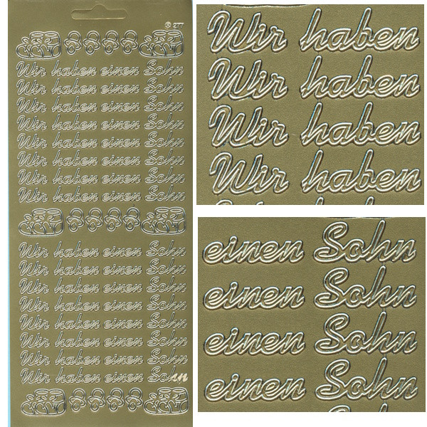 cl277g Sticker Wir haben einen Sohn gold