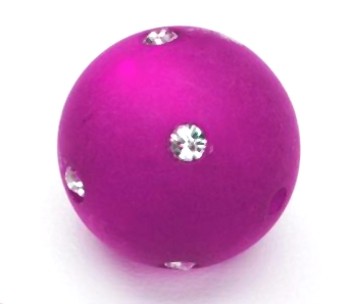 Polarisperle 14mm mit Swarovski-Strass pink