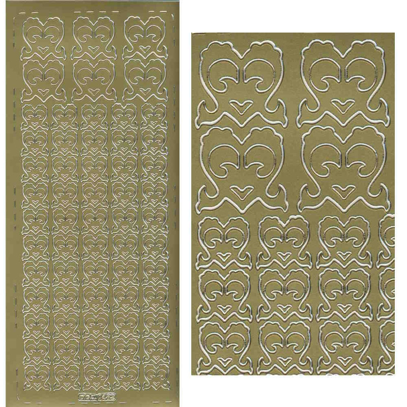 pu482g Sticker Herzornamente gold
