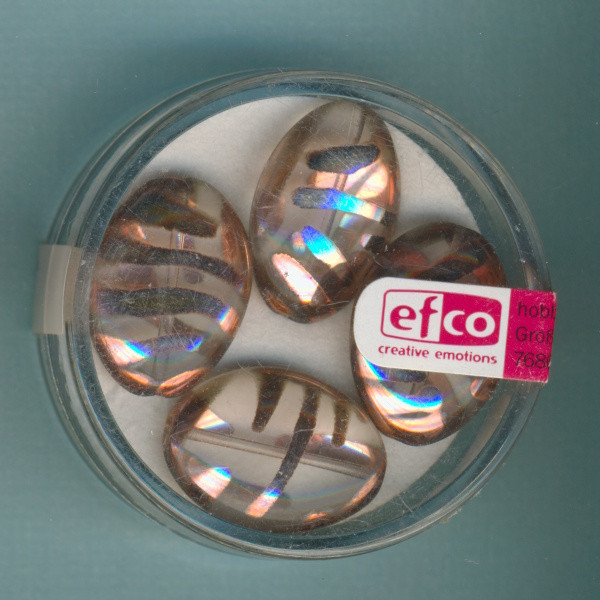 2132501a Glasperlen Vitrail oval 20x14mm kupfer stripes 4 Stück
