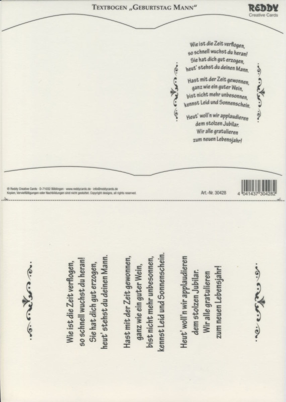 30428 Transparentpapier Bookatrix Textbogen Geburtstag Mann