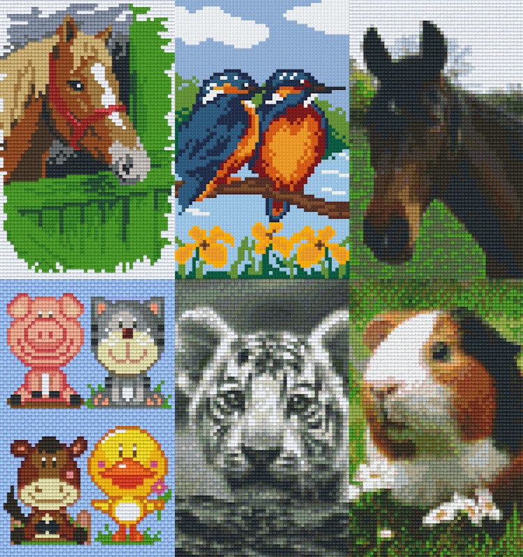 Pixelhobby Klassik Sets Tiermotive mit 2 Basisplatten