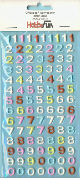 3451131 Creapop Softysticker Zahlen pastell