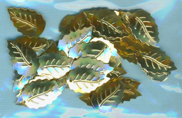 1027495 Pailletten Blätter geprägt 12x18mm gold hochglanz 33 Stück