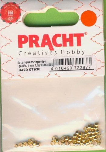 9420-07936 Quetschperlen 3mm gold 1,6g