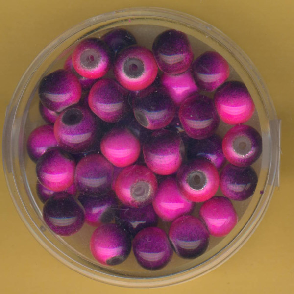 0733-06414 Miracle-Beads 6mm rosa-schwarz 40 Stück