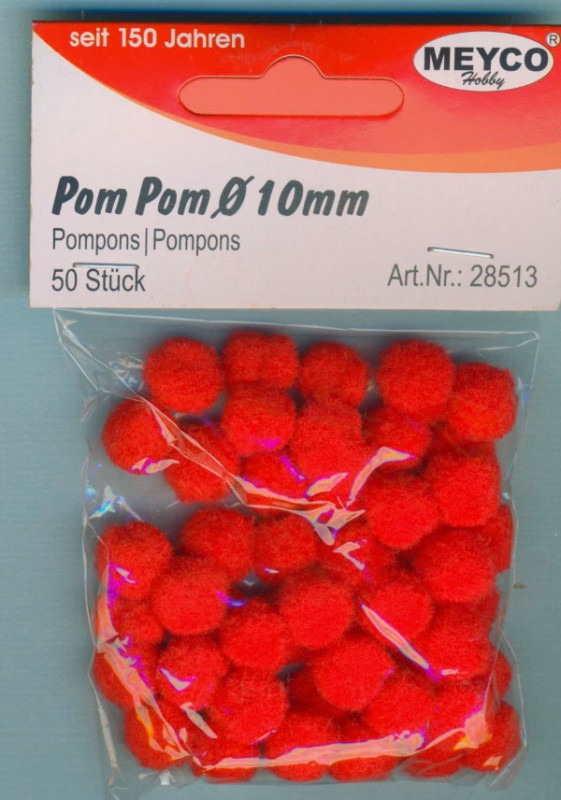 28513 Pom Pom 10mm rot 50 Stück