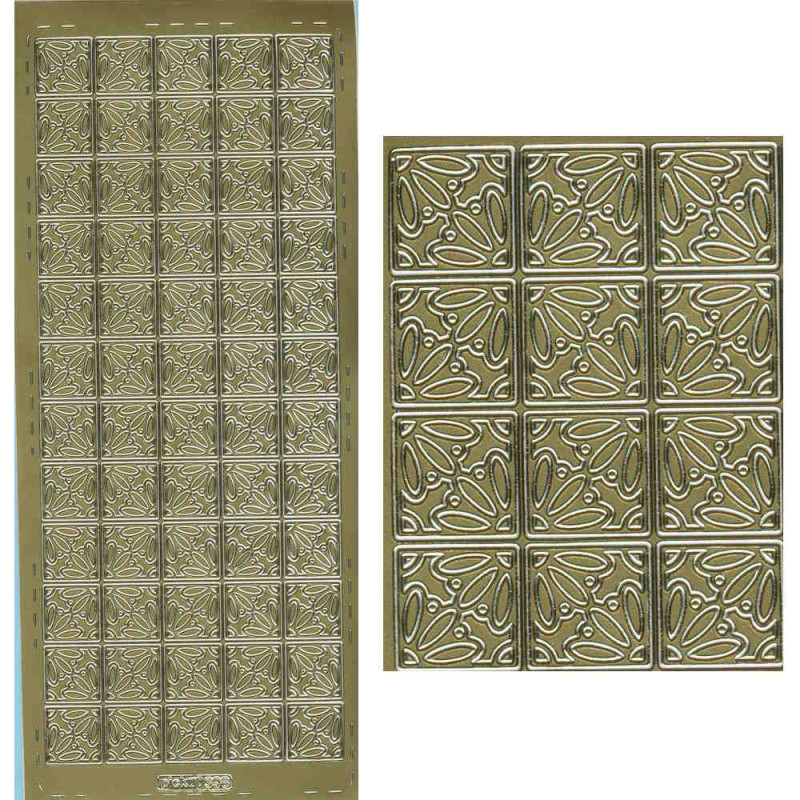 pu398g Sticker Blumenquadrat gold