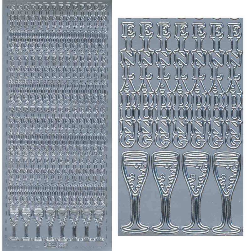pu326s Sticker Einladung 7 silber