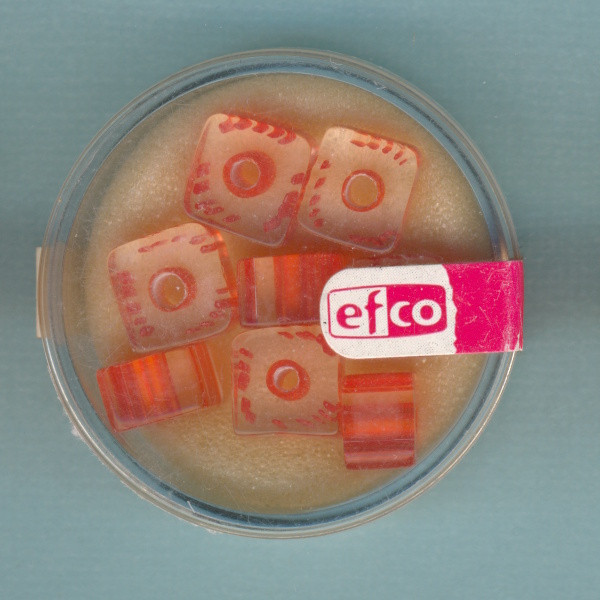 2115816 Glasperlen Style Würfel 9x6mm orange rot 8 Stück