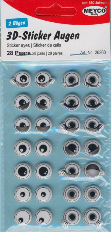 26360 3D Sticker Augen 28 Paare