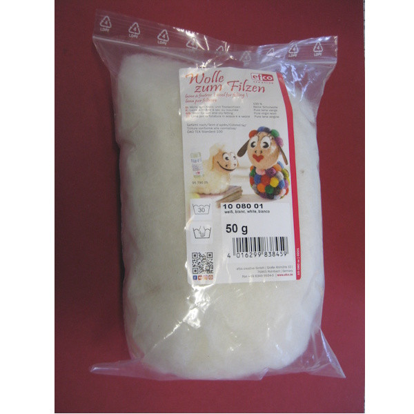 1008001 Filzwolle zum Filzen weiß 50g