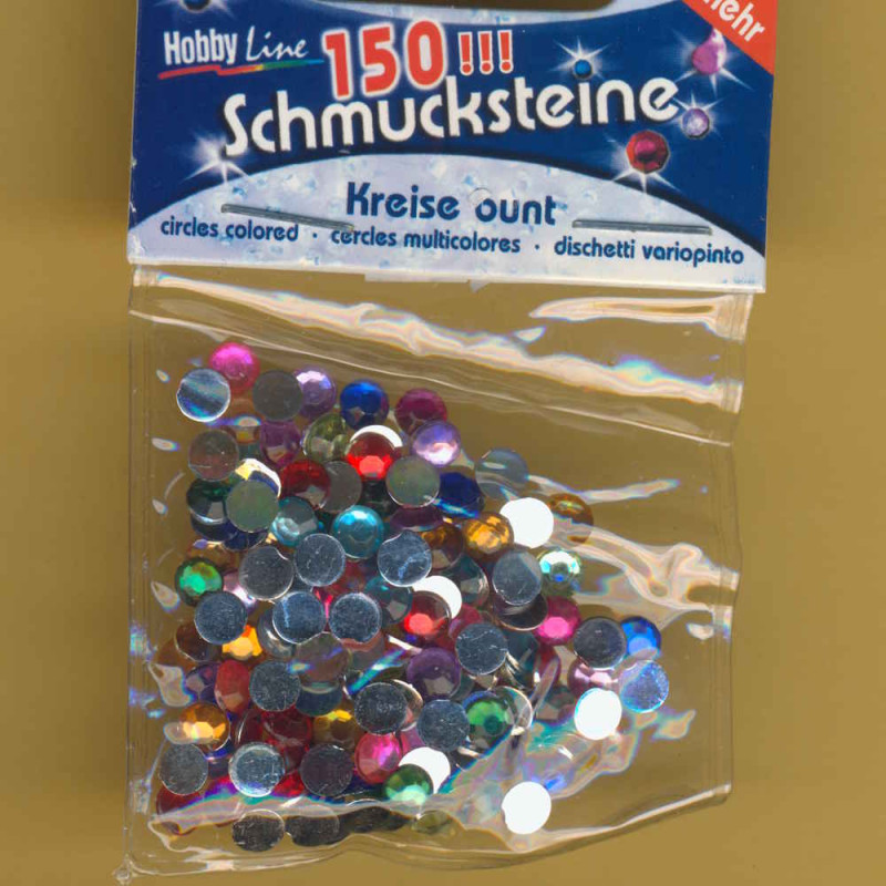 49614 Schmucksteine Set Kreise bunt 150 Stück
