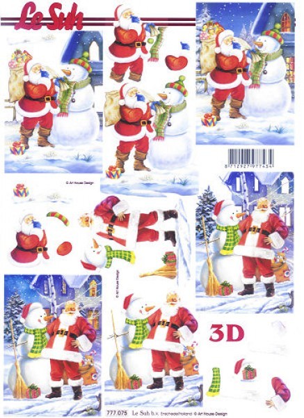 3D-Motivbogen Santa and Snowman