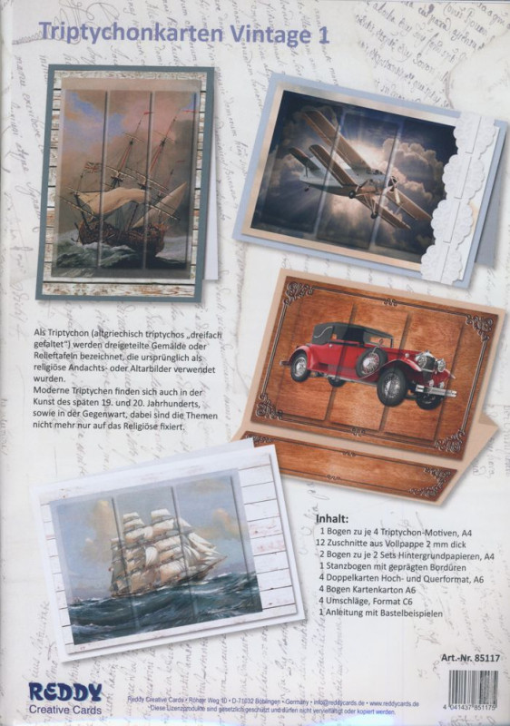 85117 Bastelset Triptychonkarten Vintage 1