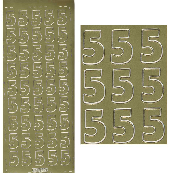 pu542g Sticker Ziffer 5 20mm gold