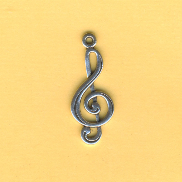 459043751 Metallanhänger Notenschlüssel 26x10mm altplatin