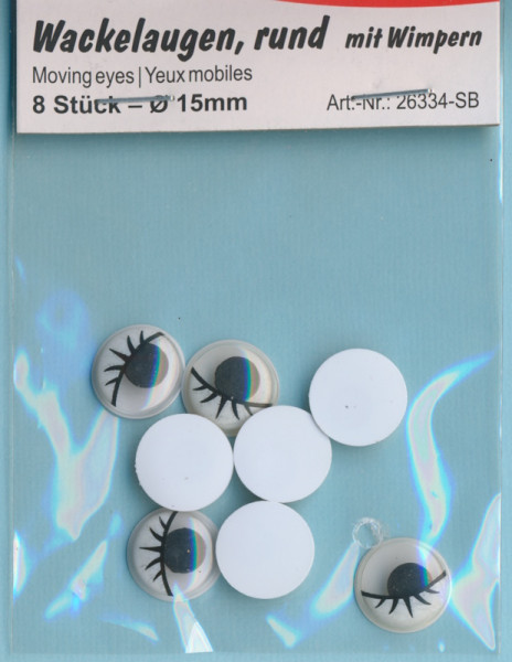 26334sb Wackelaugen mit Wimpern 15mm 8 Stück