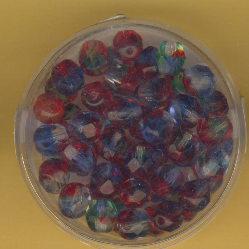 0730-06515 Glasschliffperlen 6mm rot-grün-blau 50 Stück
