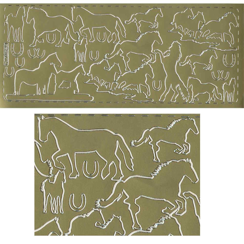 pu234g Sticker Pferde 3 gold
