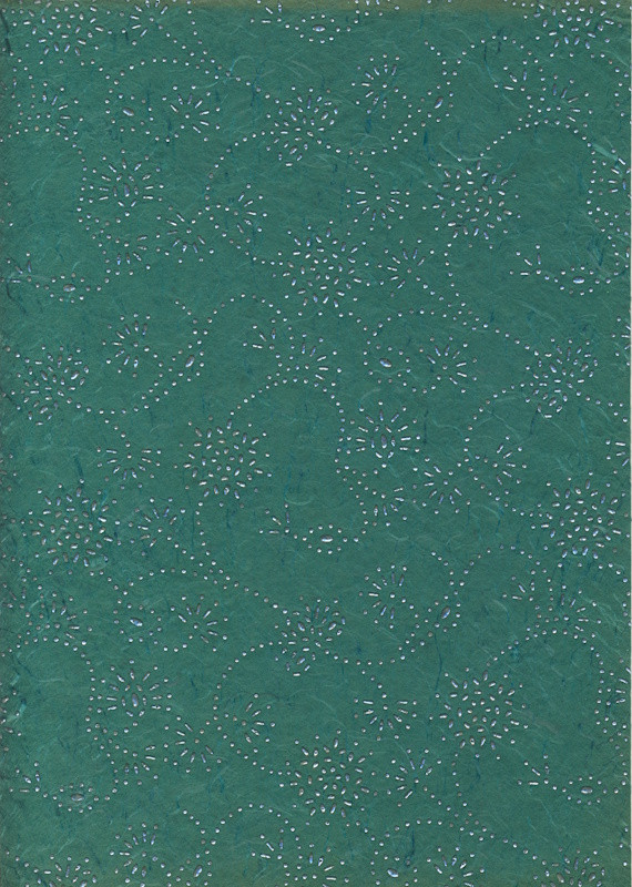 5119104 Naturpapier Strohseide mit Motiv grün silber