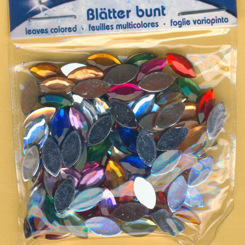 49613 Schmucksteine Set Blätter bunt 150 Stück