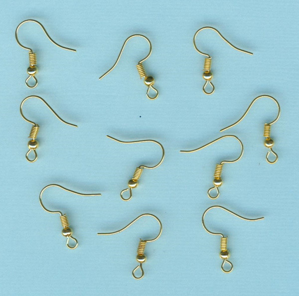 4082 Ohrhaken mit Feder gold 10 Stück
