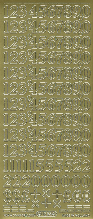 1253g Sticker Zahlen 12mm gold