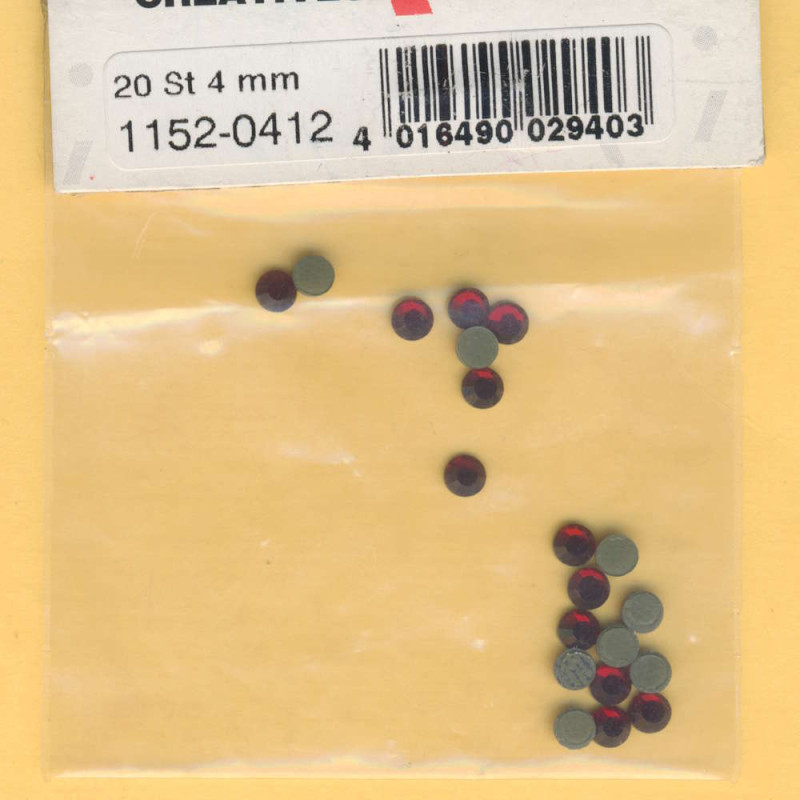 1152-0412 Aufbügelsteine 4mm siam 20 Stück