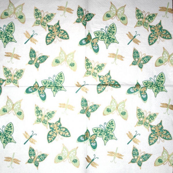 Serviette Schmetterlinge grün