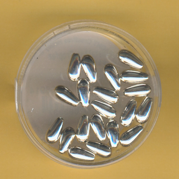 0713-08914 Wachsperlen Tropfen 4x8mm silber metallic 20 Stück