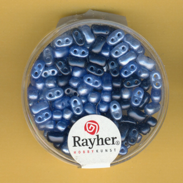 14626000 Doppelloch Rocailles verwachst blau Mix 3x5mm 12g