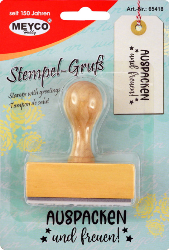 65418 Stempel Auspacken und freuen 60x22mm
