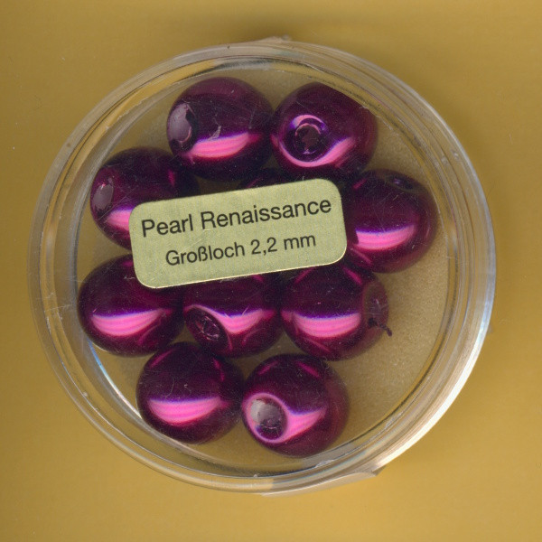 0790-10534 Großloch Glaswachsperlen 10mm fuchsia 10 Stück