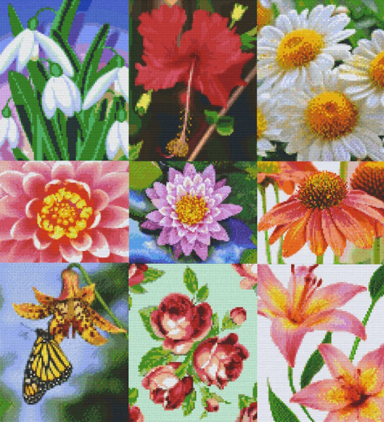 Pixelhobby 4 Basisplatten Sets Blumenmotive