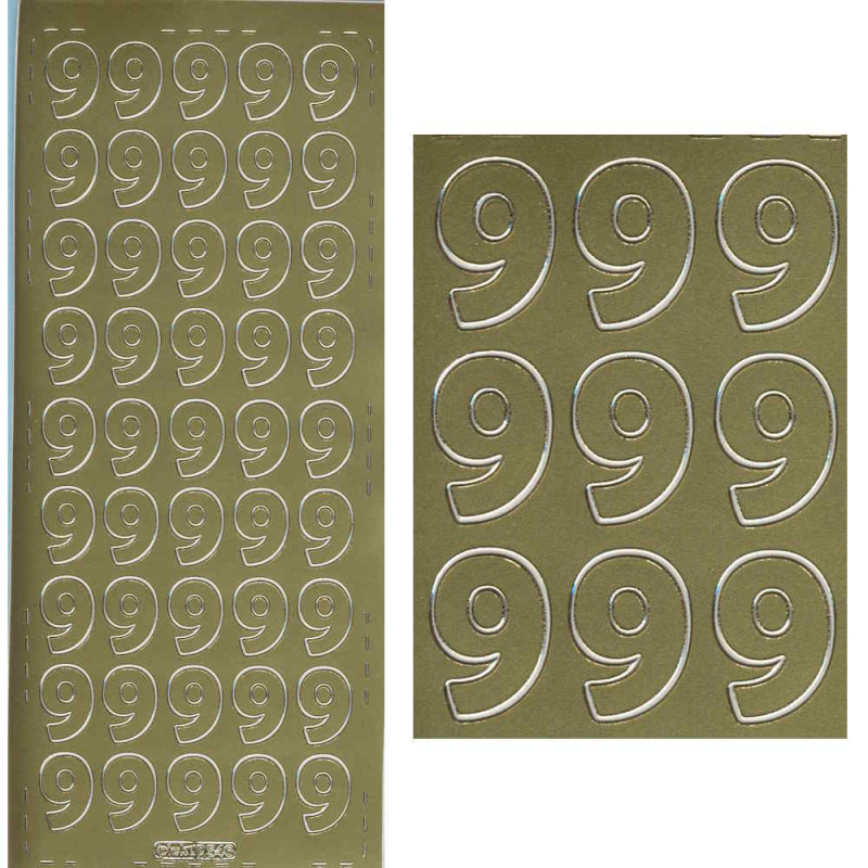 pu546g Sticker Ziffer 9 20mm gold