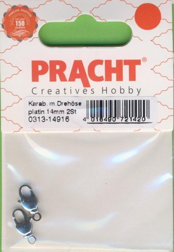 031314916 Karabiner mit Drehöse 14mm platin 2 Stück