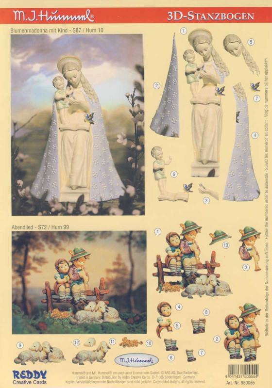 950055 3D Stanzbogen A4 M I Hummel Blumenmadonna