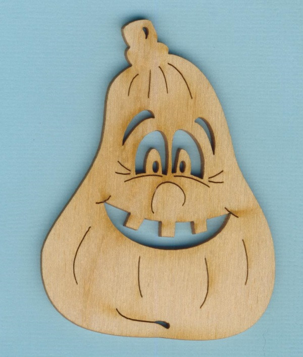 aph3408 Holz-Deko Kürbis länglich mit Gesicht 8cm