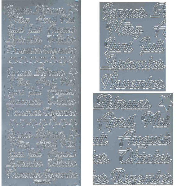 pu640s Sticker Monate 12mm silber